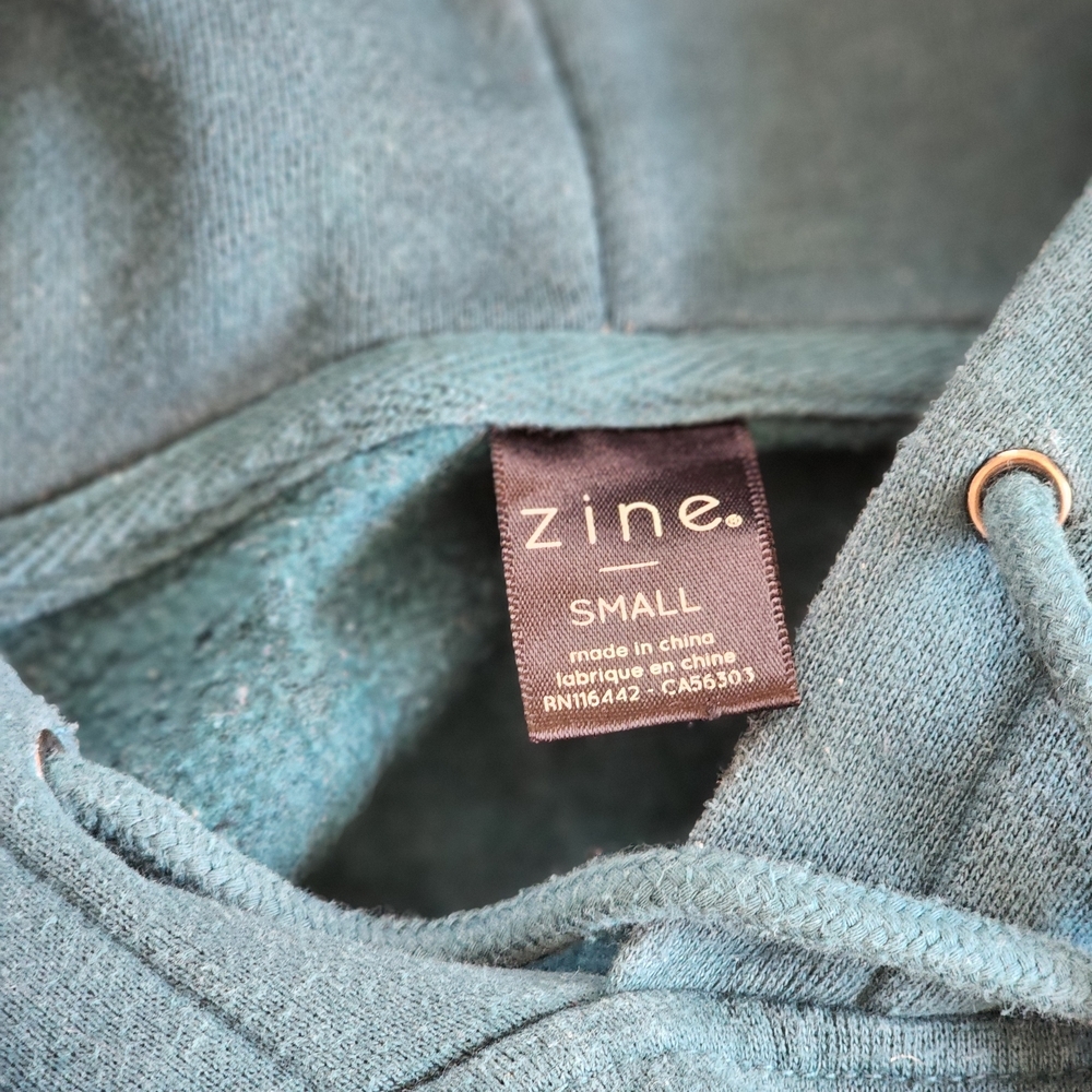 Zine Clothing Green Hoodie with Multicolor Stripes Size Small - Picture 2 of 6